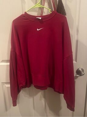 Nike Women's Burgundy Crewneck Sweatshirt with White Swoosh